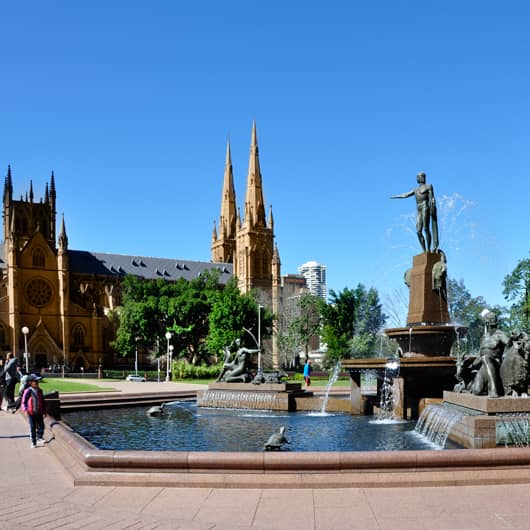 Archibald Fountain in Hyde Park, Sydney. The meeting place of Sydney Bus Tours.