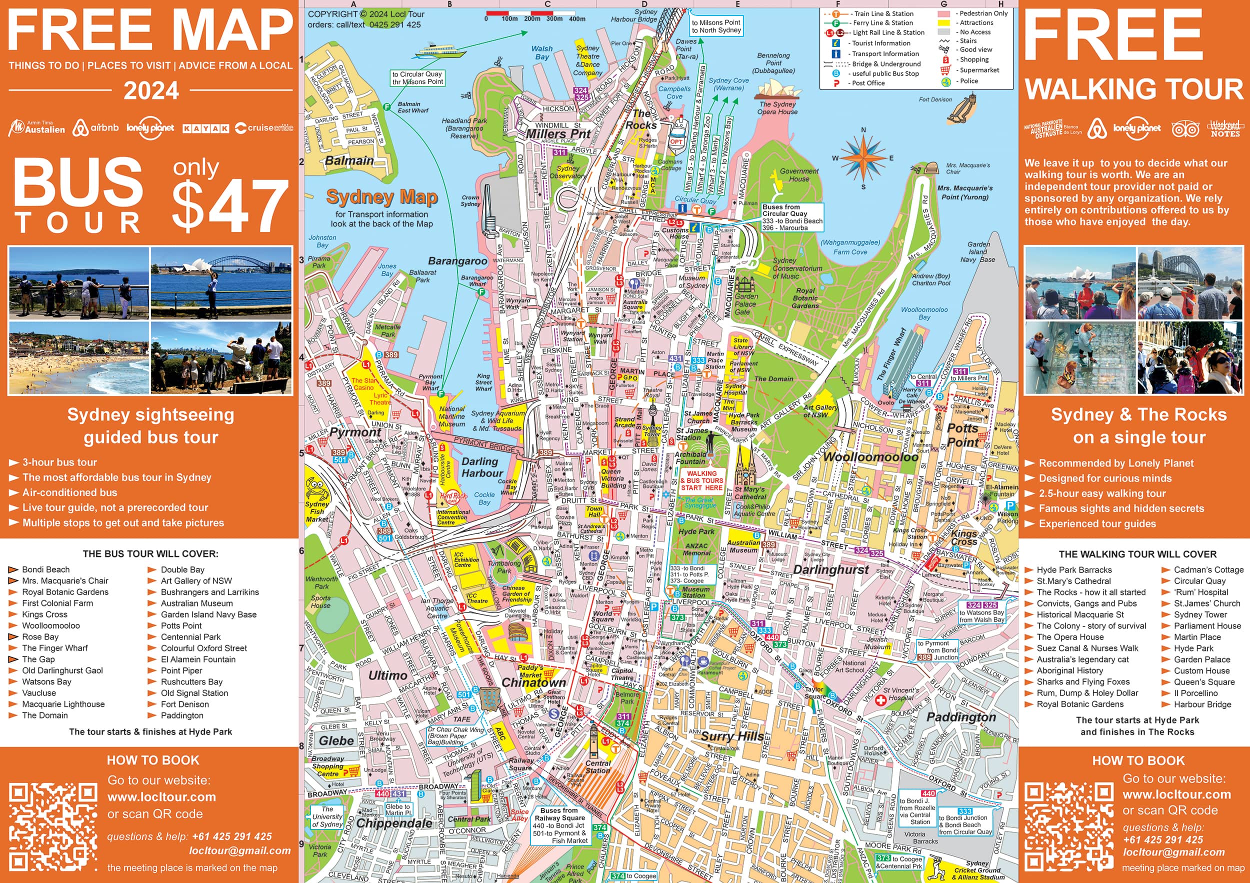The most detailed tourist map of Sydney CBD and the Rocks area. Provides information on tourist attractions, sightseeing, places to visit and free things to do in Sydney, Australia.